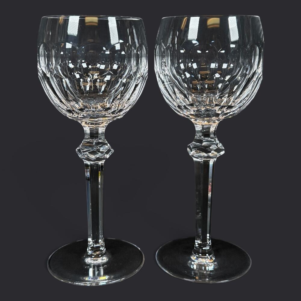 Lot of 2 Waterford Curraghmore Hock Wine Goblet 7.5" Clear Crystal Glass